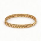 alt="s-leaf weave gold bracelet"