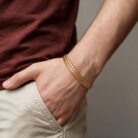 alt="s-leaf weave gold bracelet"