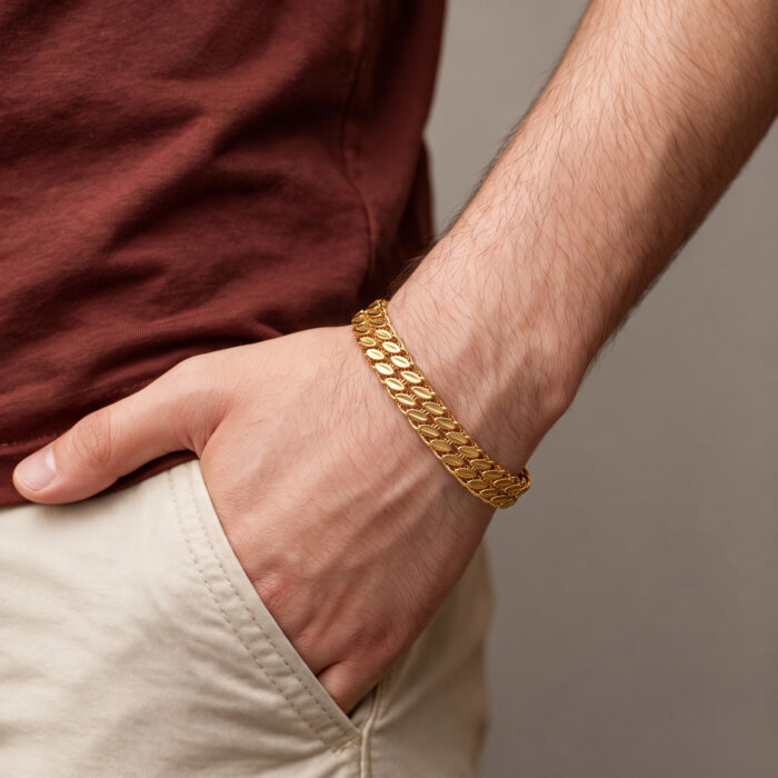 78060 MD alt="wheat weave gold bracelet"