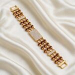 Rudraksha Beads Gold Bracelet – Studded Design | Jecy Jewels
