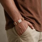 alt="rudraksha beads gold bracelet"