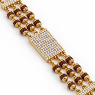 alt="rudraksha beads gold bracelet"