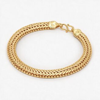 alt="one gram gold plated herringbone chain bracelet"