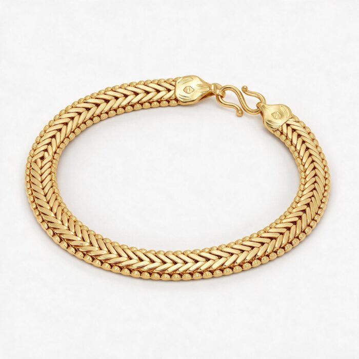 8336 BR alt="one gram gold plated herringbone chain bracelet"