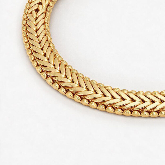8336 ZM alt="one gram gold plated herringbone chain bracelet"