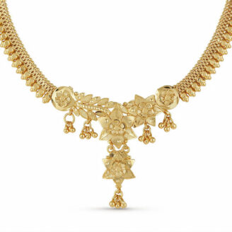 alt="floral temple necklace set gold plated"