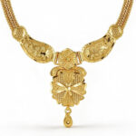 Antique Floral Gold Plated Long Necklace Set – Traditional Wedding Wear