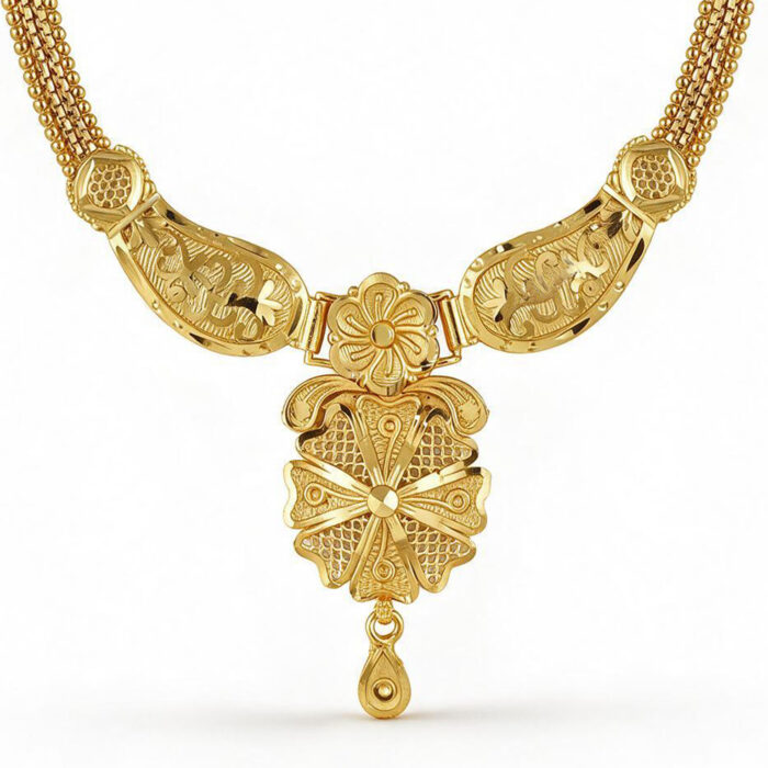 1-1753-1 nsz alt="antique floral gold plated long necklace set"
