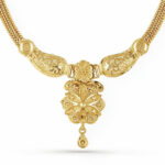 Engraved Lotus Medallion Necklace Set – Bridal Gold Design | Jecy Jewels