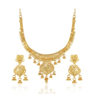 Traditional Gold Plated Necklace Set for Women with Earrings