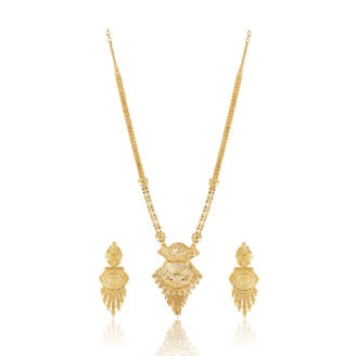 Ethereal Grace Wedding Series: Gold Plated Long Necklace Set for Women