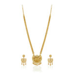 Floral Grace Gold Plated Long Necklace Set – Festive Elegance