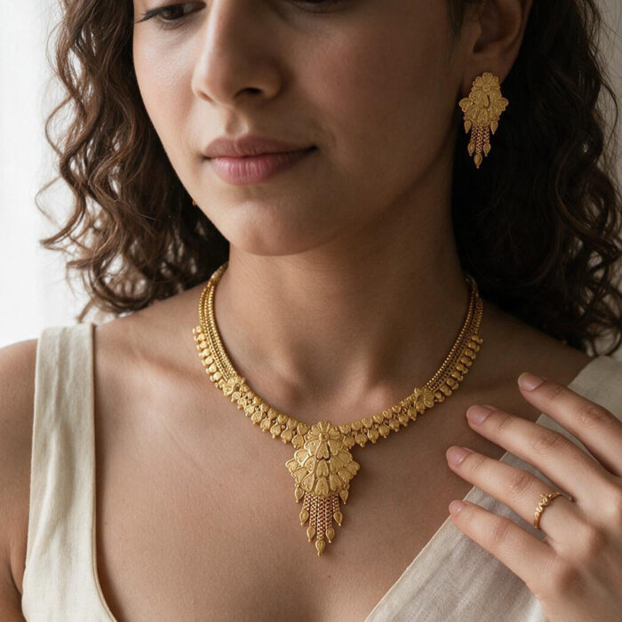 3-1763 md alt="gold plated necklace set"