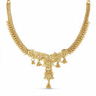 alt="floral temple necklace set gold plated"