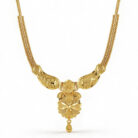 alt="antique floral gold plated long necklace set"