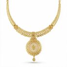 alt="sunburst medallion necklace set"