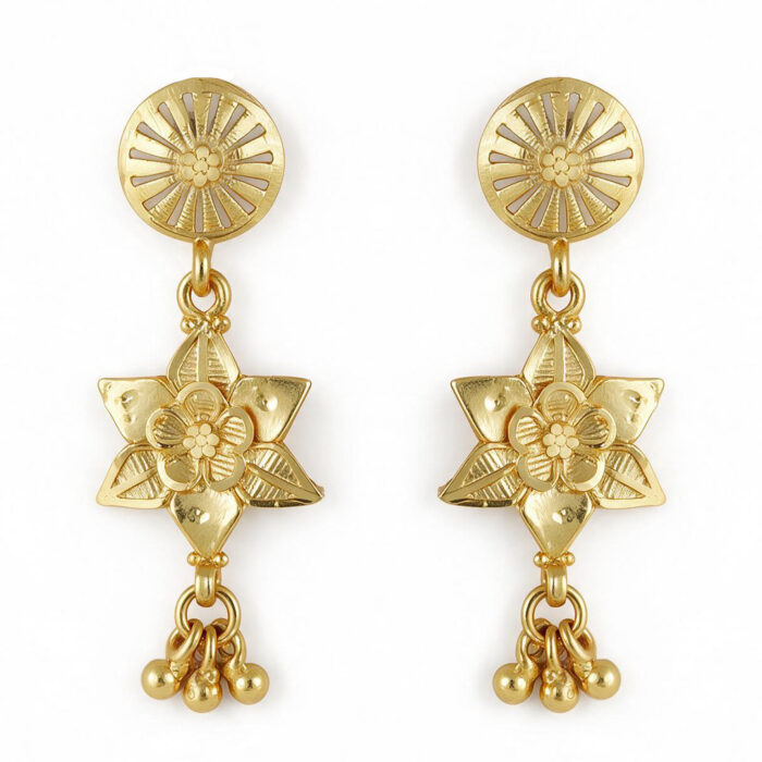 alt="floral temple necklace set gold plated"