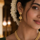 alt="floral temple necklace set gold plated"