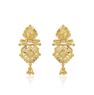 Ornate Gold Plated Teardrop Earrings – Elegant Ethnic Charm