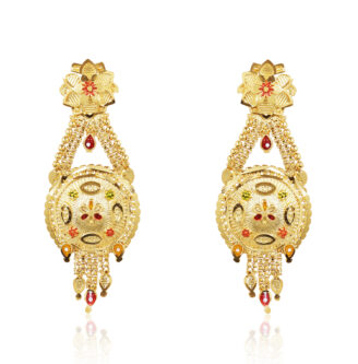 Royal Gold Plated Petal Earrings – Statement Traditional Design