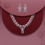 Majestic Purple AD Necklace Set – Rhodium Finish Bridal Glam