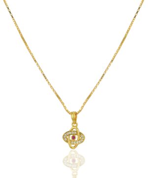 Stylish Gold Chain Pendant Necklace – Gold Plated Lightweight Jewellery