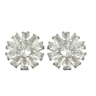 Graceful Rhodium Mini Stud Earrings – Sparkle with Comfort