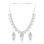Luminous White Stone AD Necklace Set – Premium Rhodium Finish