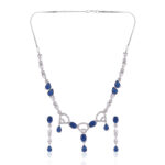 Sapphire Elegance AD Necklace Set – Rhodium Plated Finish