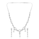 Elegant White Stone AD Necklace Set – Rhodium Plated Finish