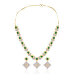 Royal Green AD Necklace Set with Earrings – Gold Plated Ethnic Jewellery