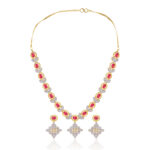 Bridal Red AD Necklace Set with Earrings – Gold Plated Wedding Jewellery