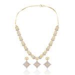 Elegant White AD Necklace Set with Earrings – Gold Plated Party Jewellery