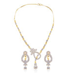 White AD Necklace Set with Earrings – Gold Plated Festive Jewellery