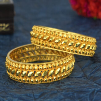 Contemporary Gold-Plated Bangles – Intricate Festive Design