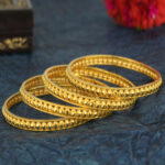 Radiant Gold-Plated Textured Bangles – Festive Ethnic Charm
