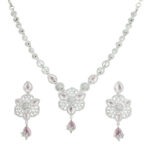 Charming Mint Pink Rhodium Plated Necklace – Party Ready