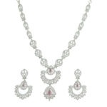 Festive Mint Green Rhodium Plated Necklace – Designer Glam