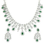 Modern Green Rhodium Plated Necklace – Premium Design