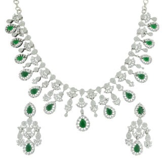 Modern Green Rhodium Plated Necklace – Premium Design