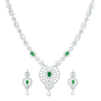 Royal Green Rhodium Plated Necklace – Classic Collection