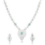 Charming Mint Green Rhodium Plated Necklace – Classic Wear