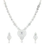 Graceful White Rhodium Plated Necklace – Classic Design