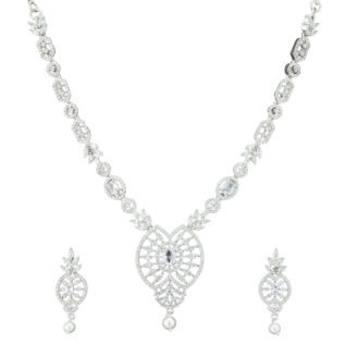 Graceful White Rhodium Plated Necklace – Classic Design
