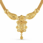 alt="filigree floral bridal necklace set gold plated"