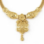 Round Filigree Floral Necklace Set – Bridal Gold Design | Jecy Jewels