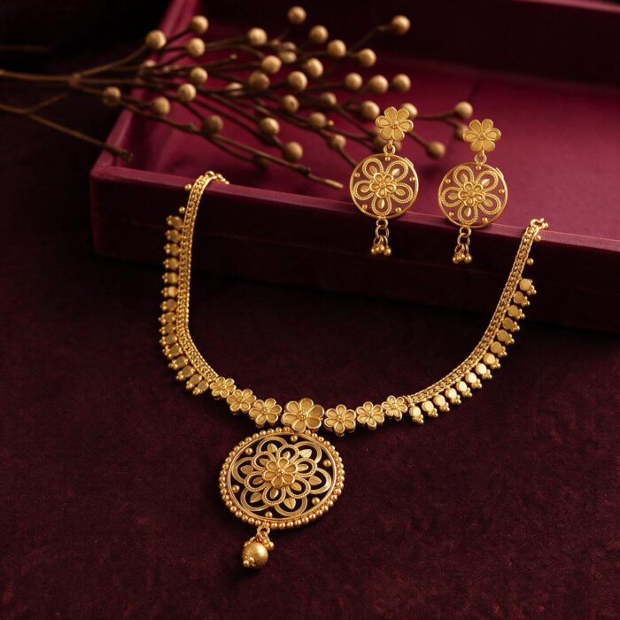 2-1883 cr alt="round filigree necklace set"