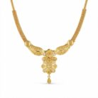 alt="filigree floral bridal necklace set gold plated"