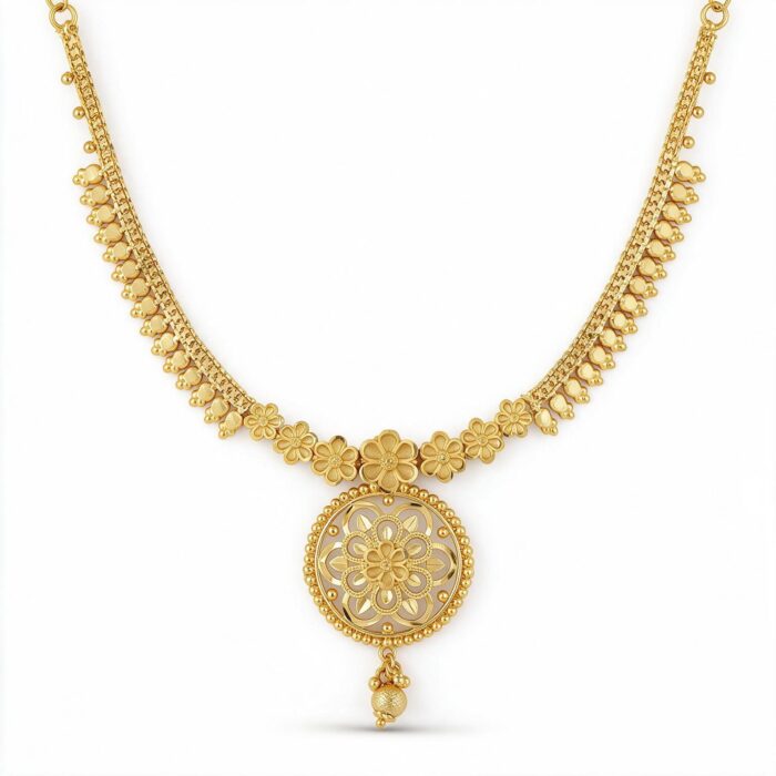 4-1883 ns alt="round filigree necklace set"