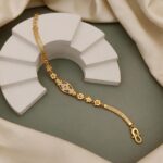 Studded Floral Medallion Gold Bracelet | Jecy Jewels